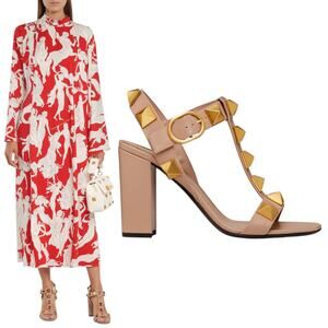 Valentino Garavani Roman Stud Ankle Strap 90mm Sandal Rose Pink Size 36.5